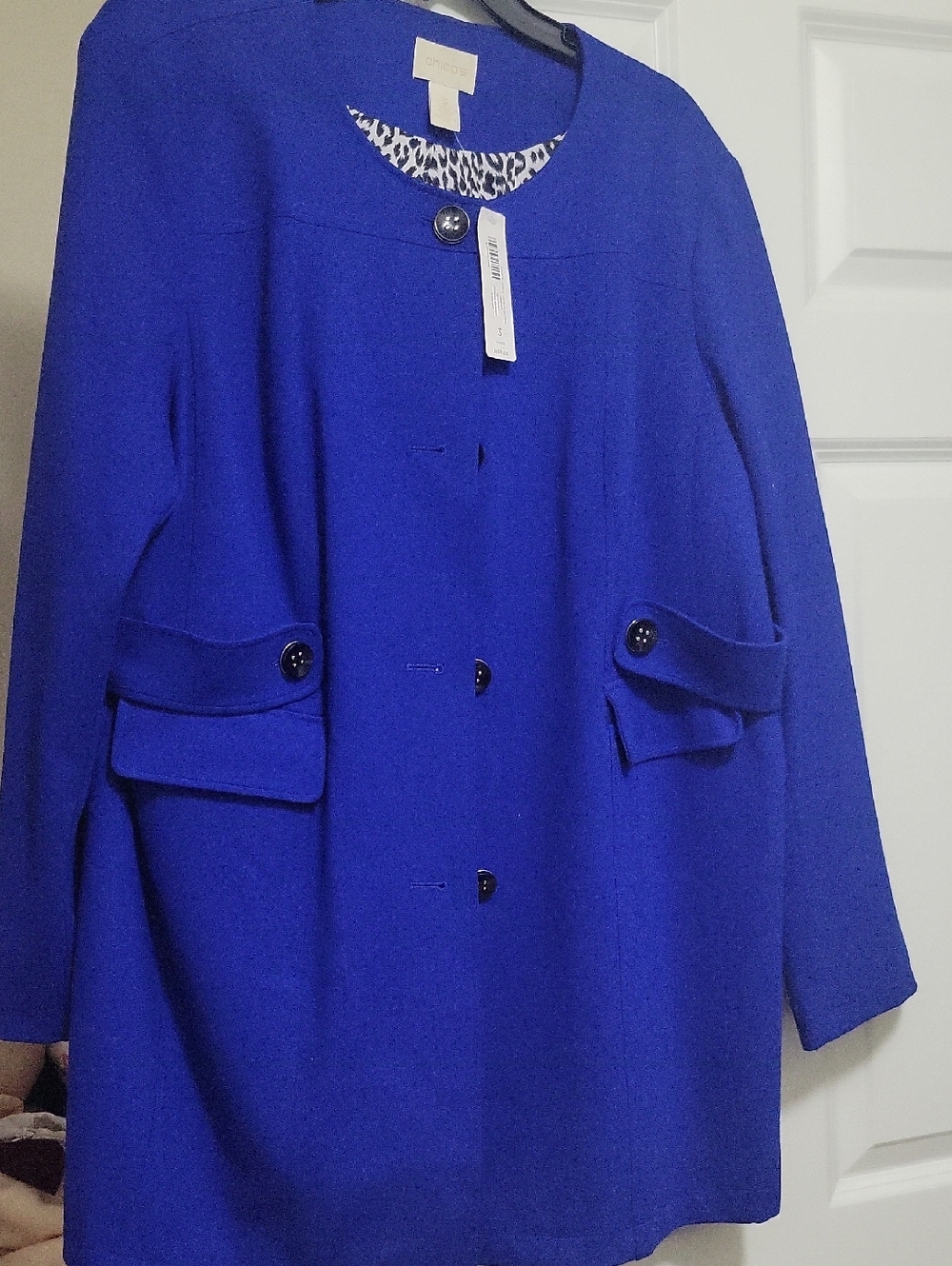 Chico's Cobalt Blue Single-Button Pea Coat